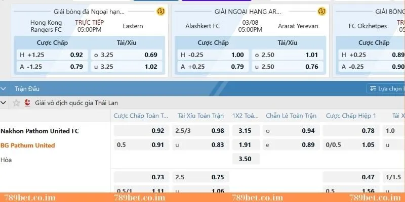 Tổng hợp sản phẩm thể thao 789Bet